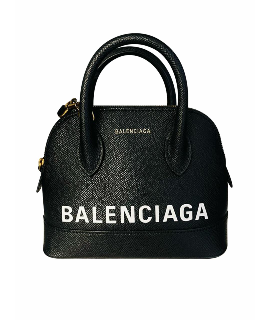 BALENCIAGA Черная кожаная сумка тоут, фото 1