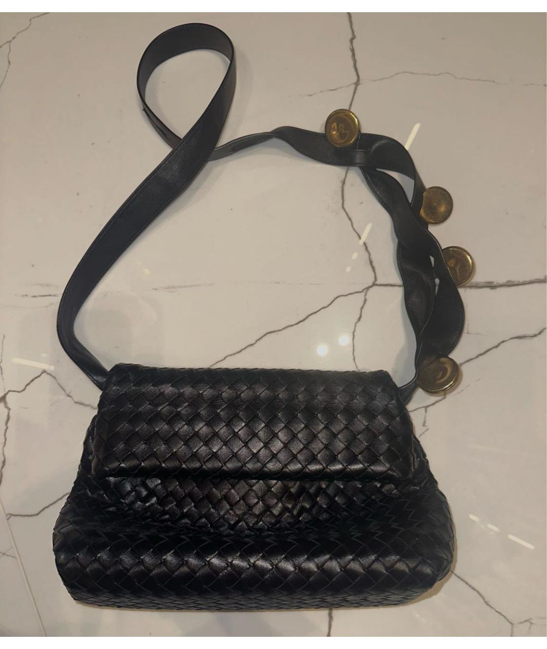 BOTTEGA VENETA Черная кожаная сумка через плечо, фото 2