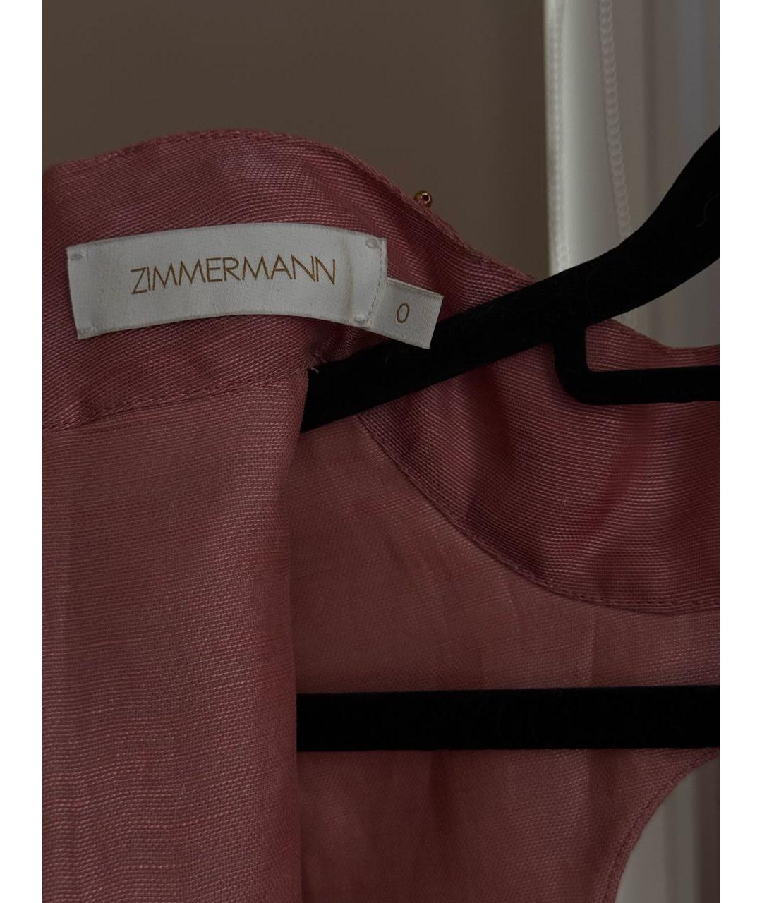ZIMMERMANN Коралловое льняное коктейльное платье, фото 3
