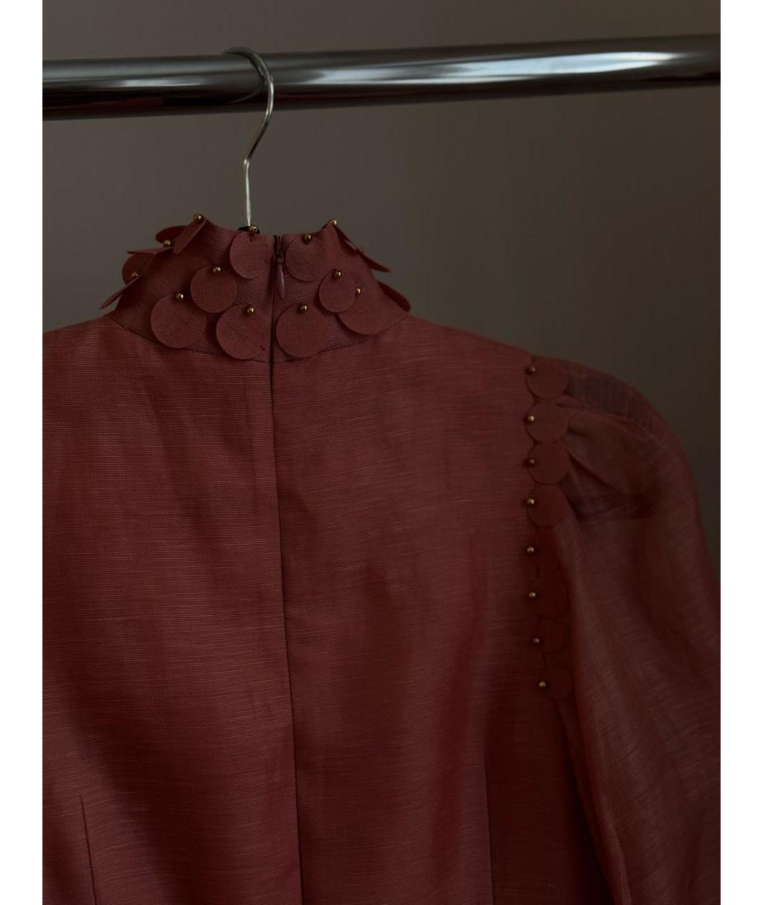 ZIMMERMANN Коралловое льняное коктейльное платье, фото 4