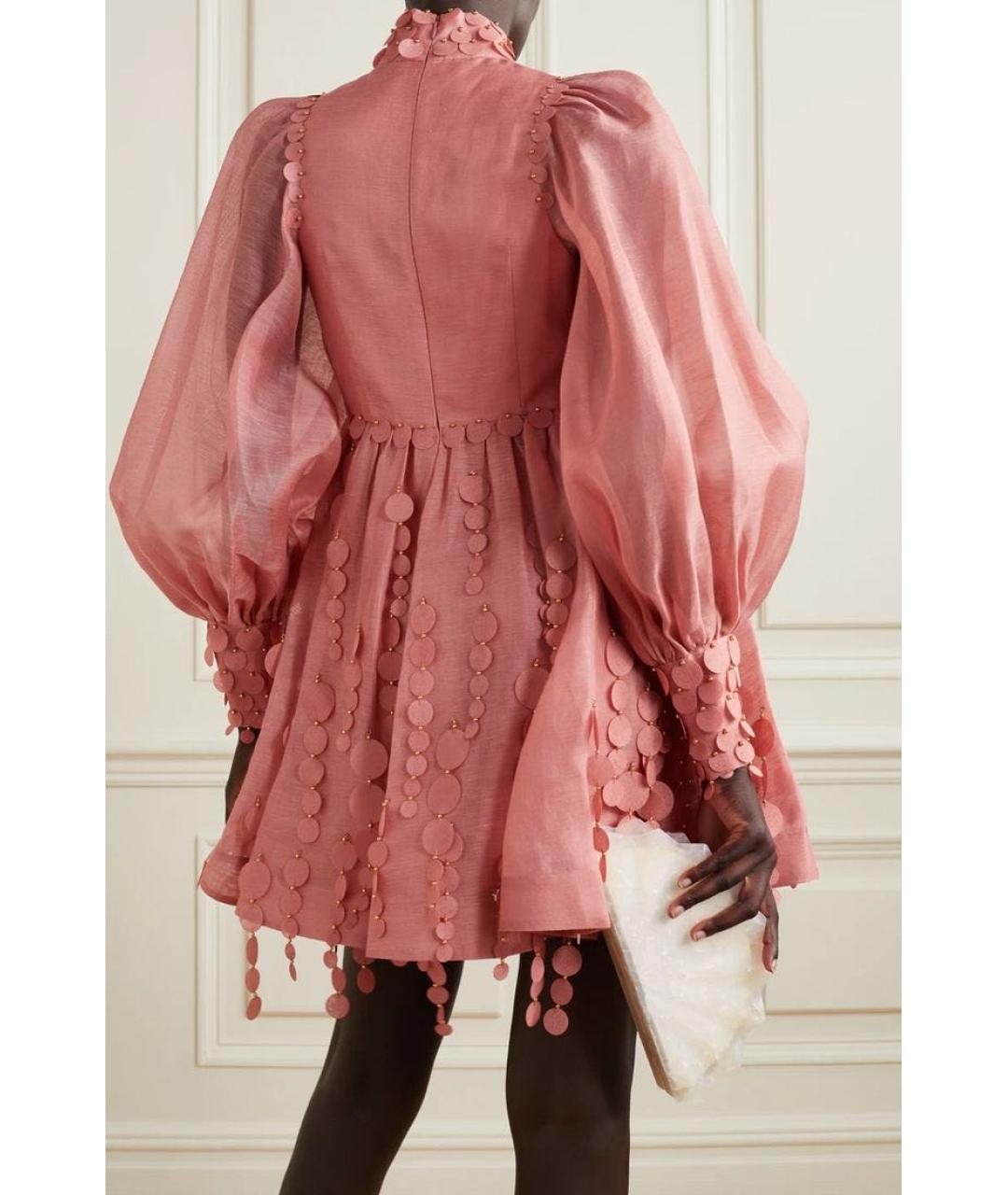 ZIMMERMANN Коралловое льняное коктейльное платье, фото 2