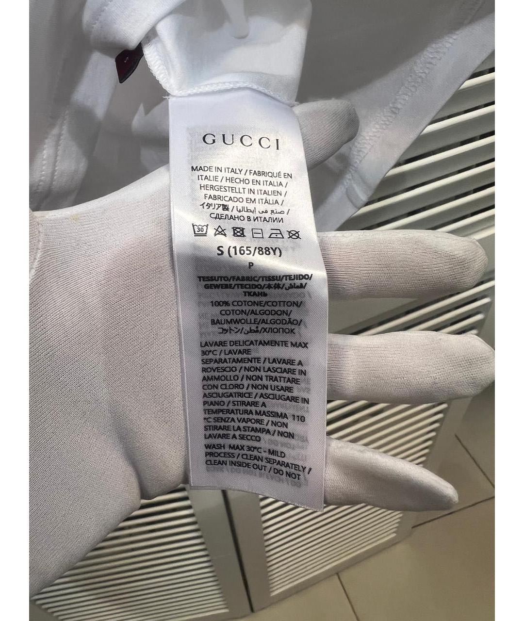 GUCCI Белая хлопковая футболка, фото 5