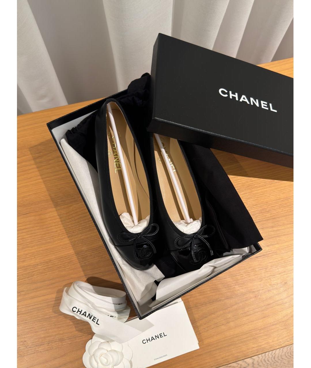 CHANEL Черные кожаные балетки, фото 8