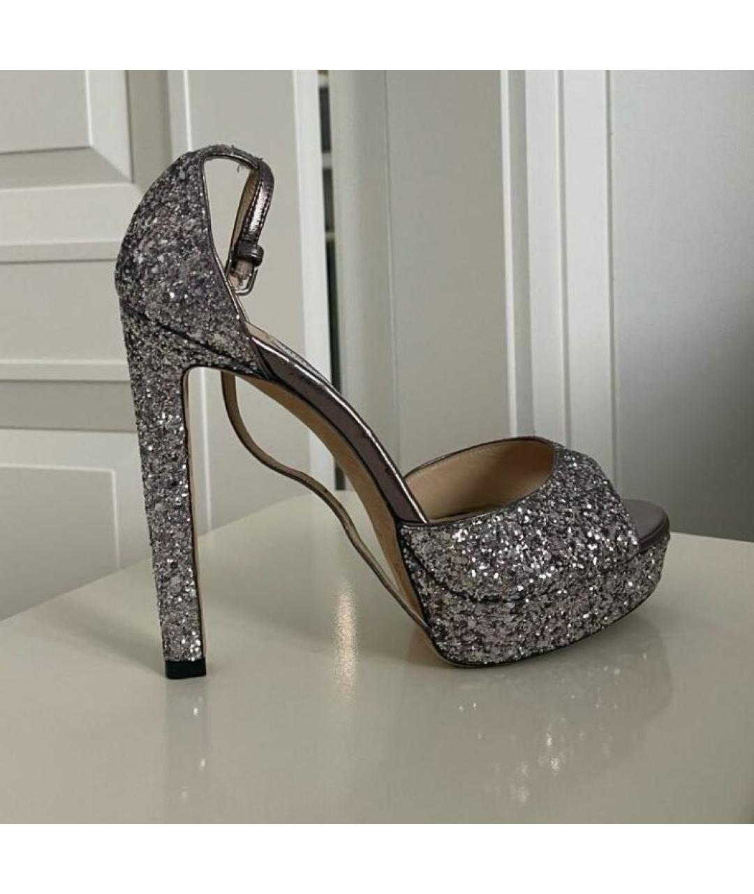 JIMMY CHOO Серебряные кожаные туфли, фото 4