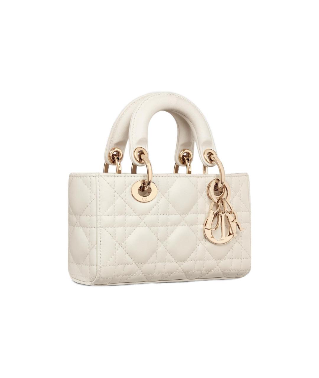 CHRISTIAN DIOR Белая кожаная сумка через плечо, фото 4