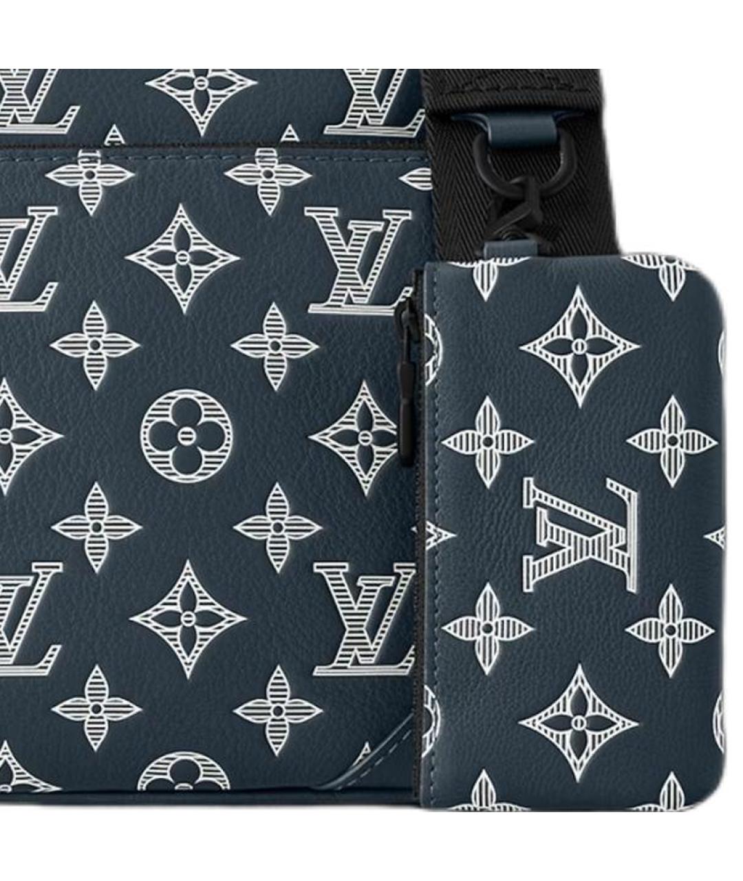 LOUIS VUITTON Темно-синяя кожаная сумка на плечо, фото 3