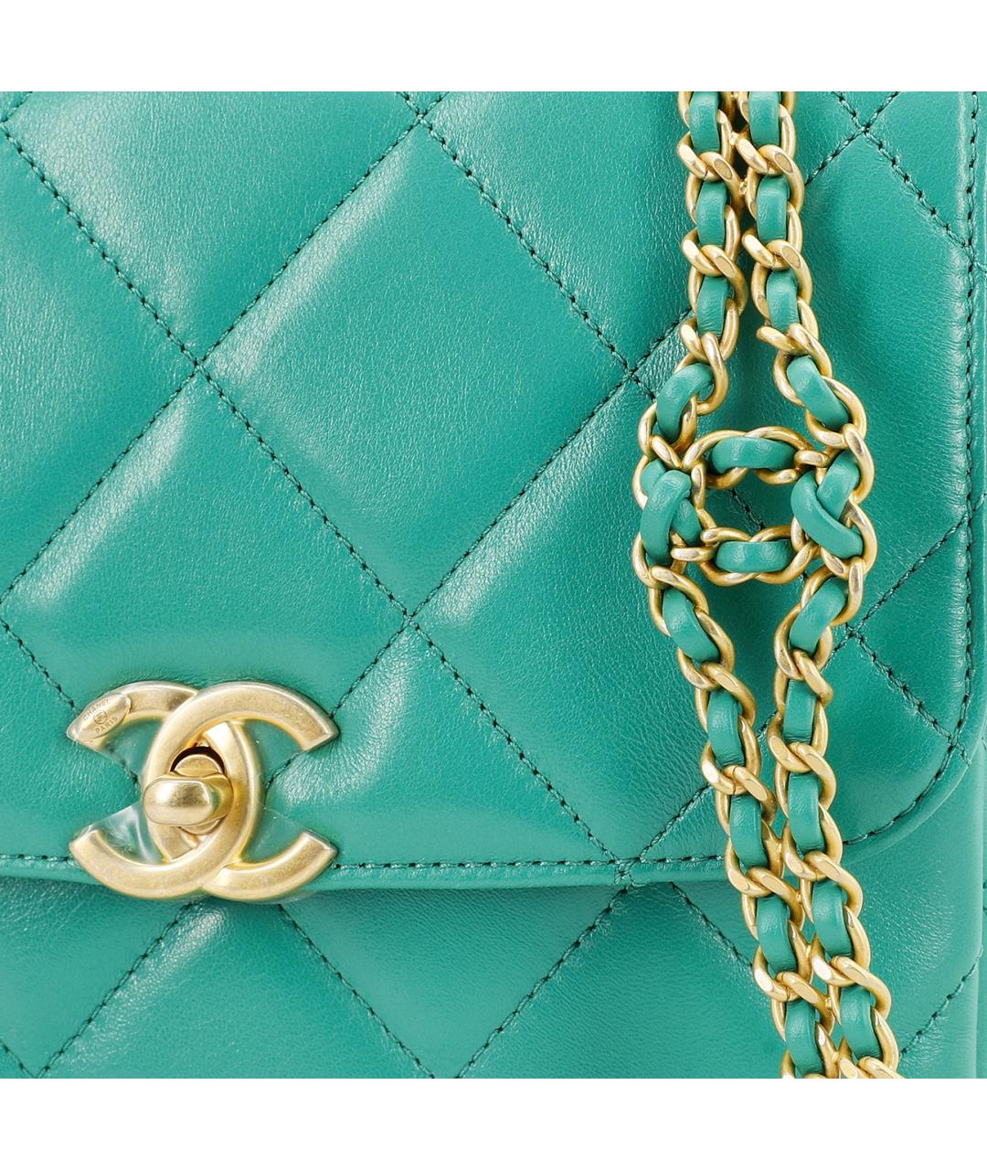 CHANEL Бирюзовый кожаный рюкзак, фото 6