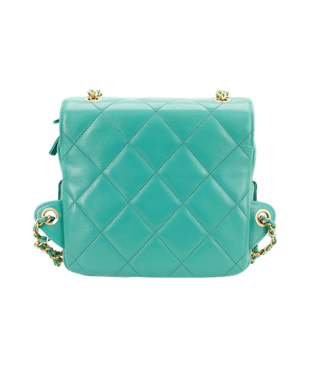 CHANEL Бирюзовый кожаный рюкзак, фото 3