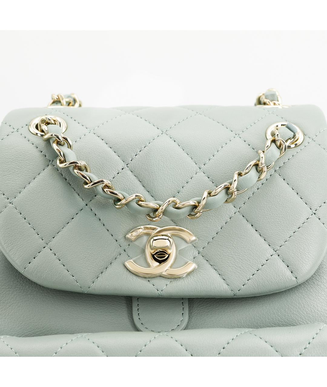 CHANEL Бирюзовый кожаный рюкзак, фото 7