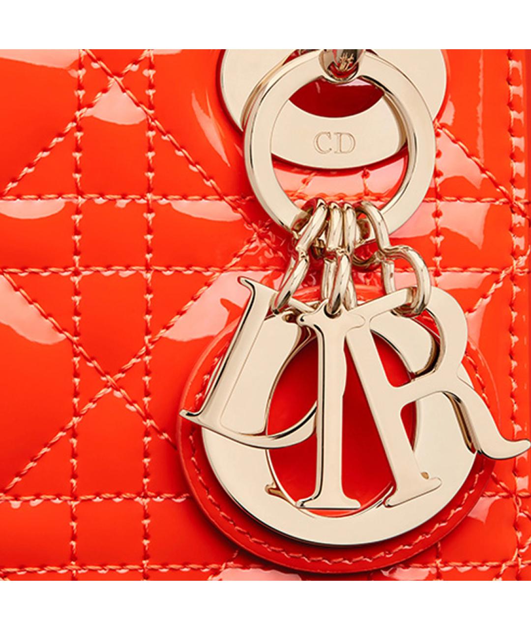 CHRISTIAN DIOR Оранжевая кожаная сумка через плечо, фото 5