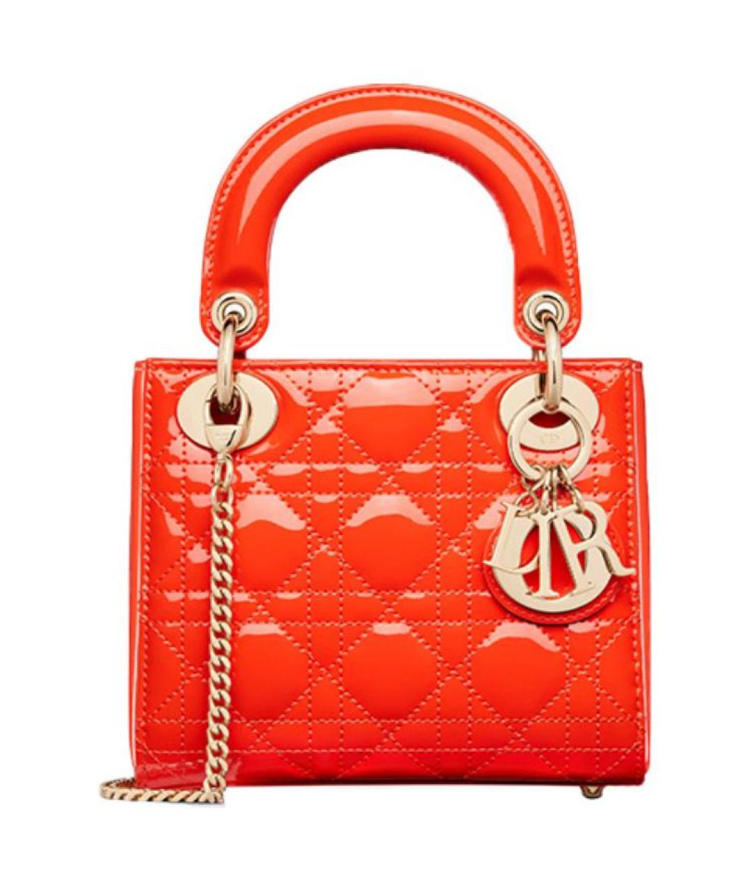 CHRISTIAN DIOR Оранжевая кожаная сумка через плечо, фото 1