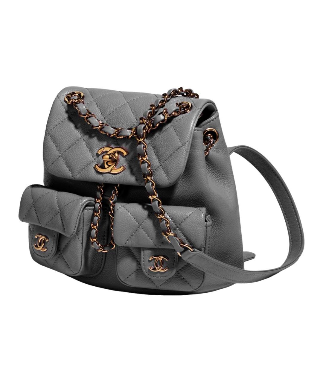 CHANEL Серый кожаный рюкзак, фото 2