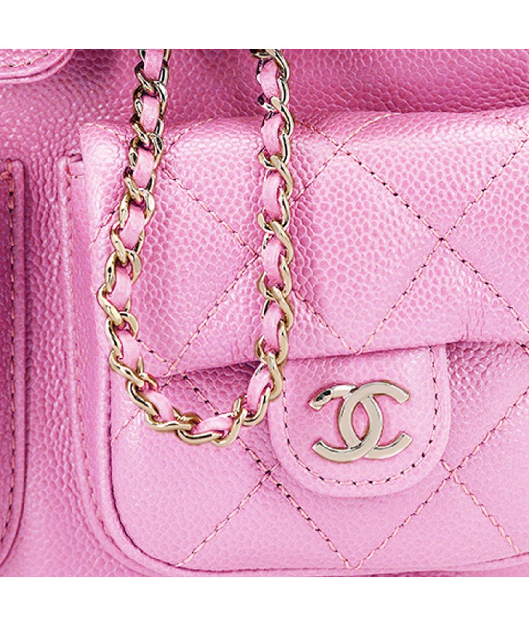 CHANEL Розовый кожаный рюкзак, фото 6