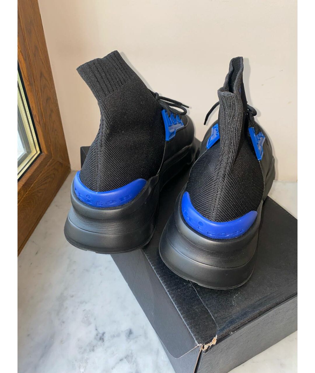 KITON Темно-синие неопреновые высокие кроссовки / кеды, фото 2