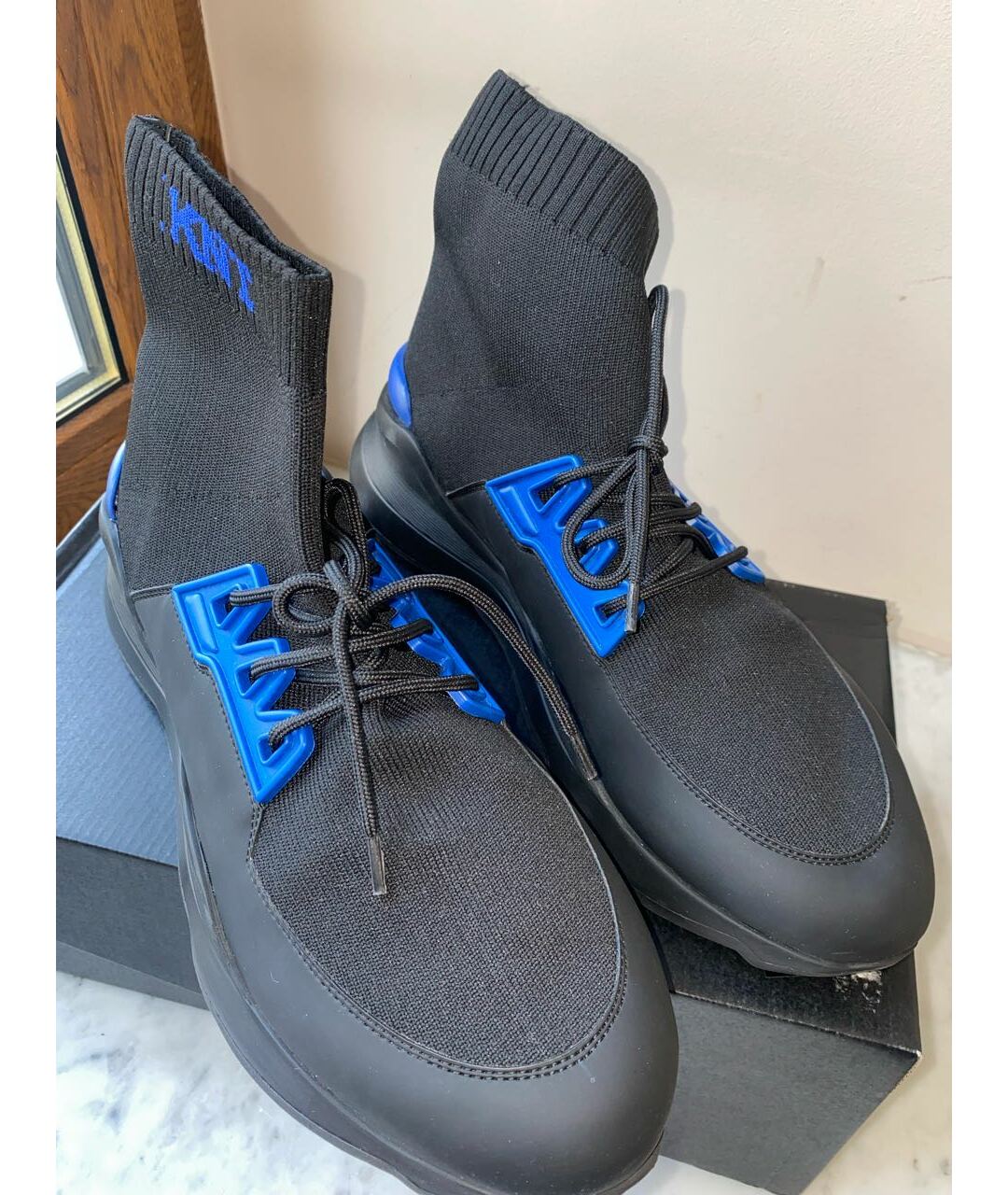 KITON Темно-синие неопреновые высокие кроссовки / кеды, фото 4