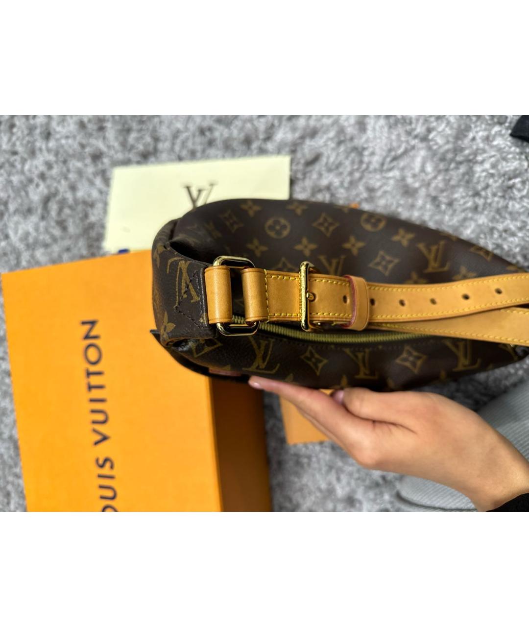 LOUIS VUITTON Коричневая кожаная поясная сумка, фото 8