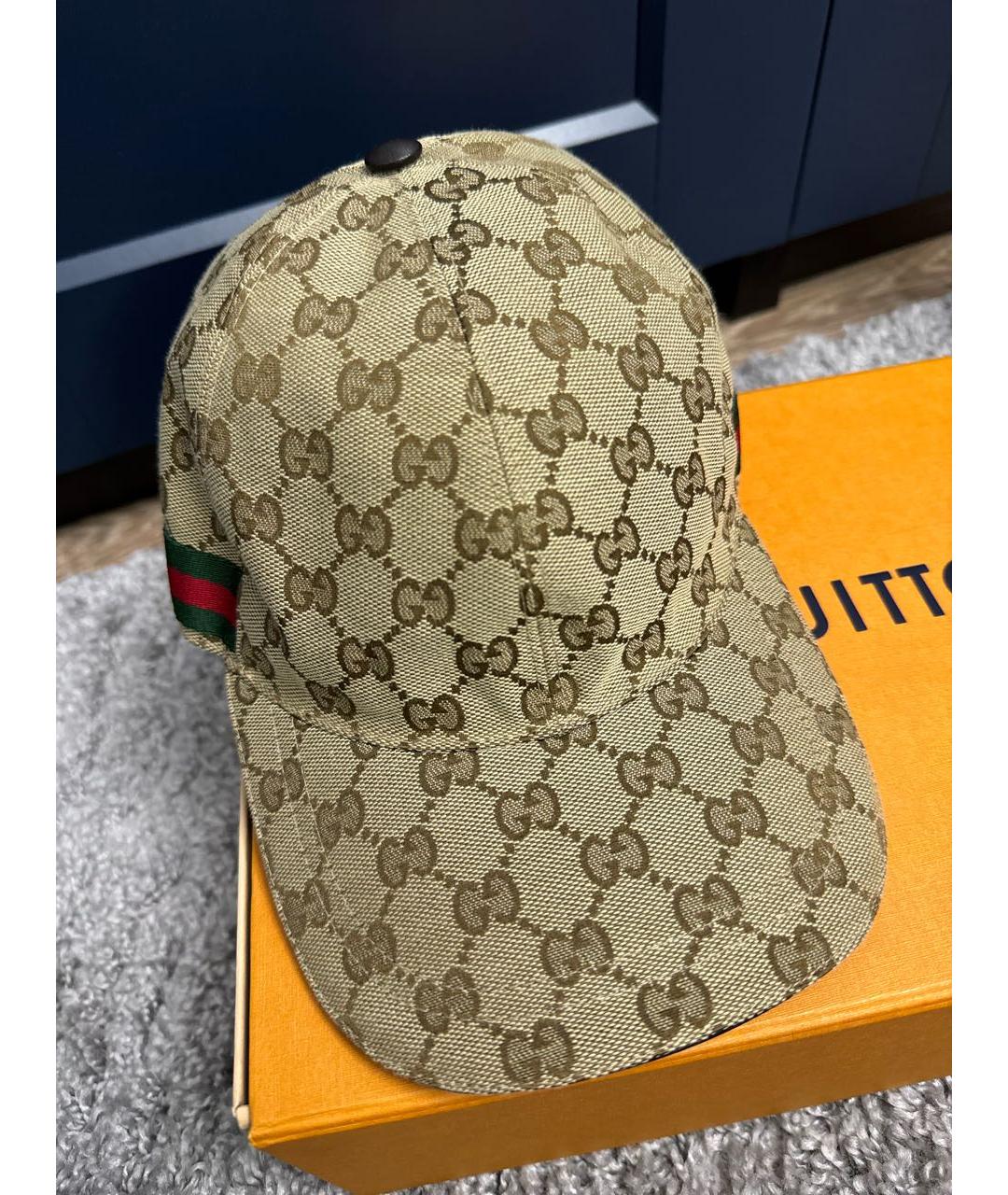 GUCCI Бежевая хлопковая кепка, фото 4