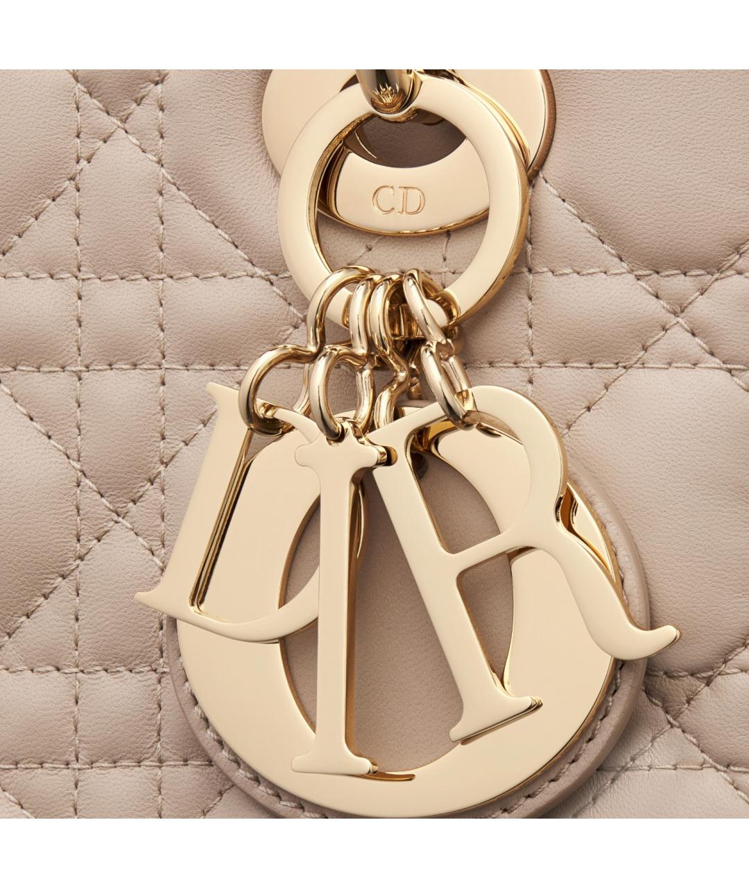 CHRISTIAN DIOR Бежевая кожаная сумка через плечо, фото 5