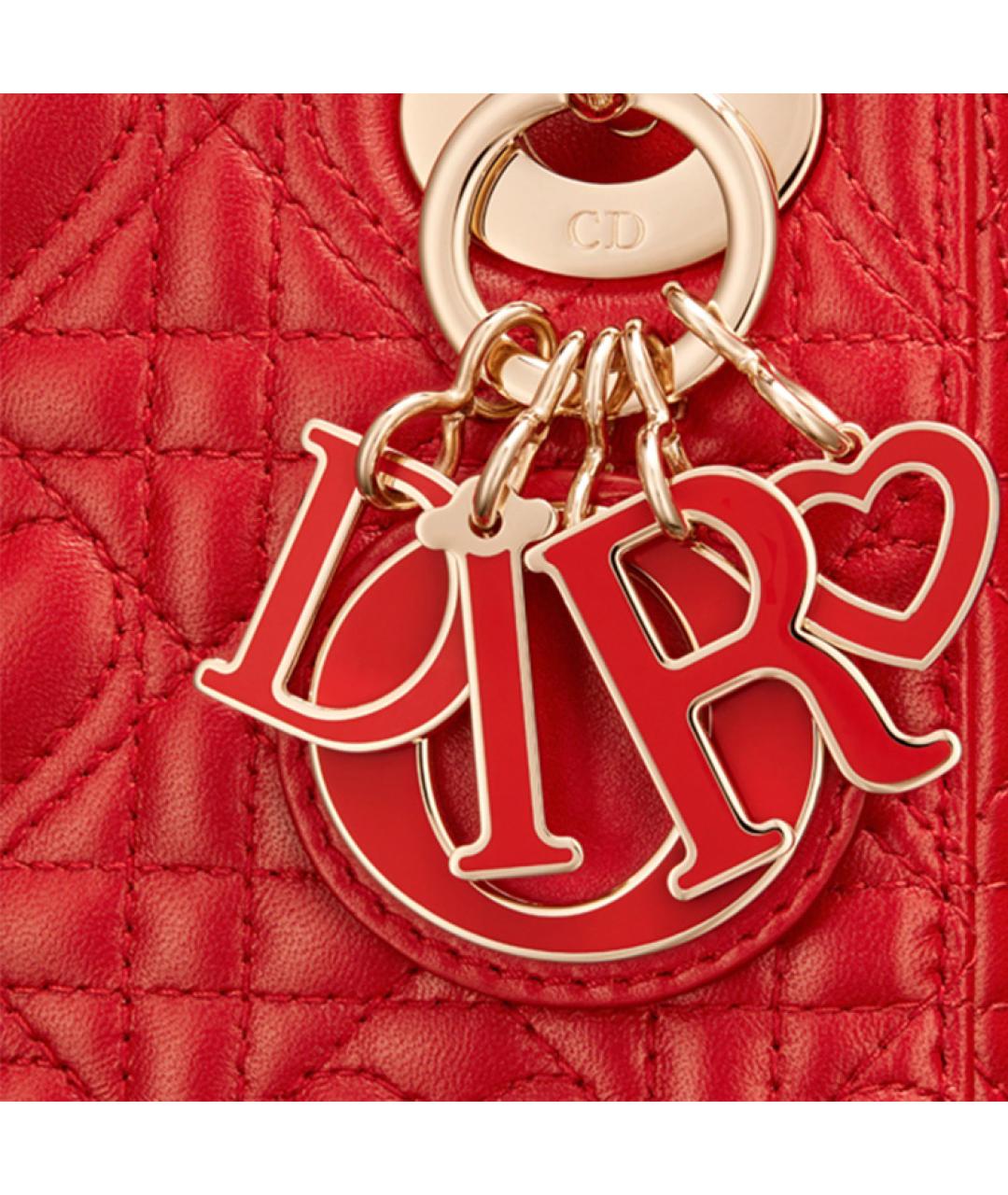CHRISTIAN DIOR Красная кожаная сумка через плечо, фото 5