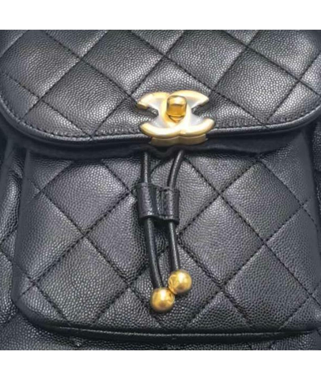 CHANEL Темно-синий кожаный рюкзак, фото 3