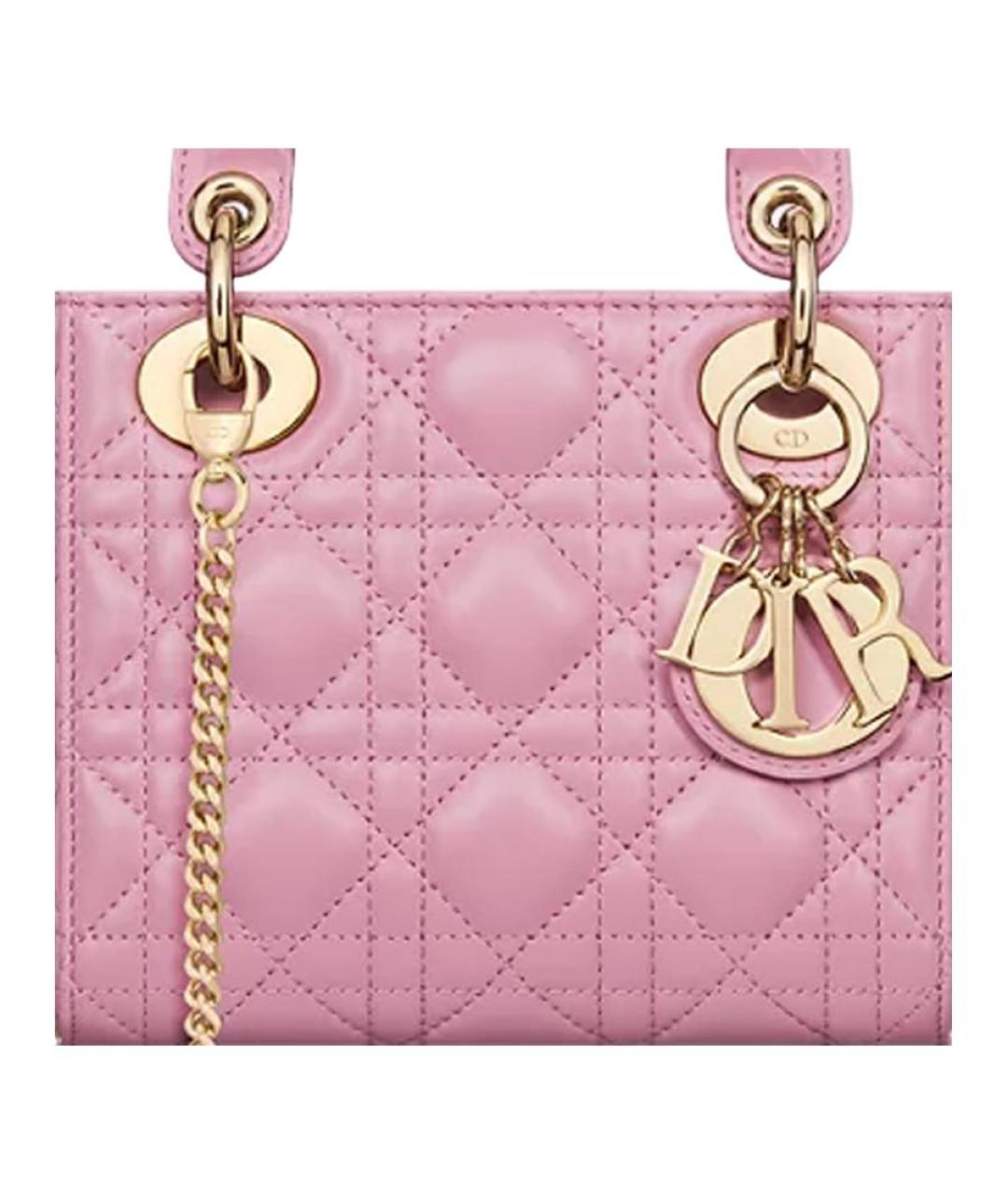 CHRISTIAN DIOR Розовая кожаная сумка через плечо, фото 4
