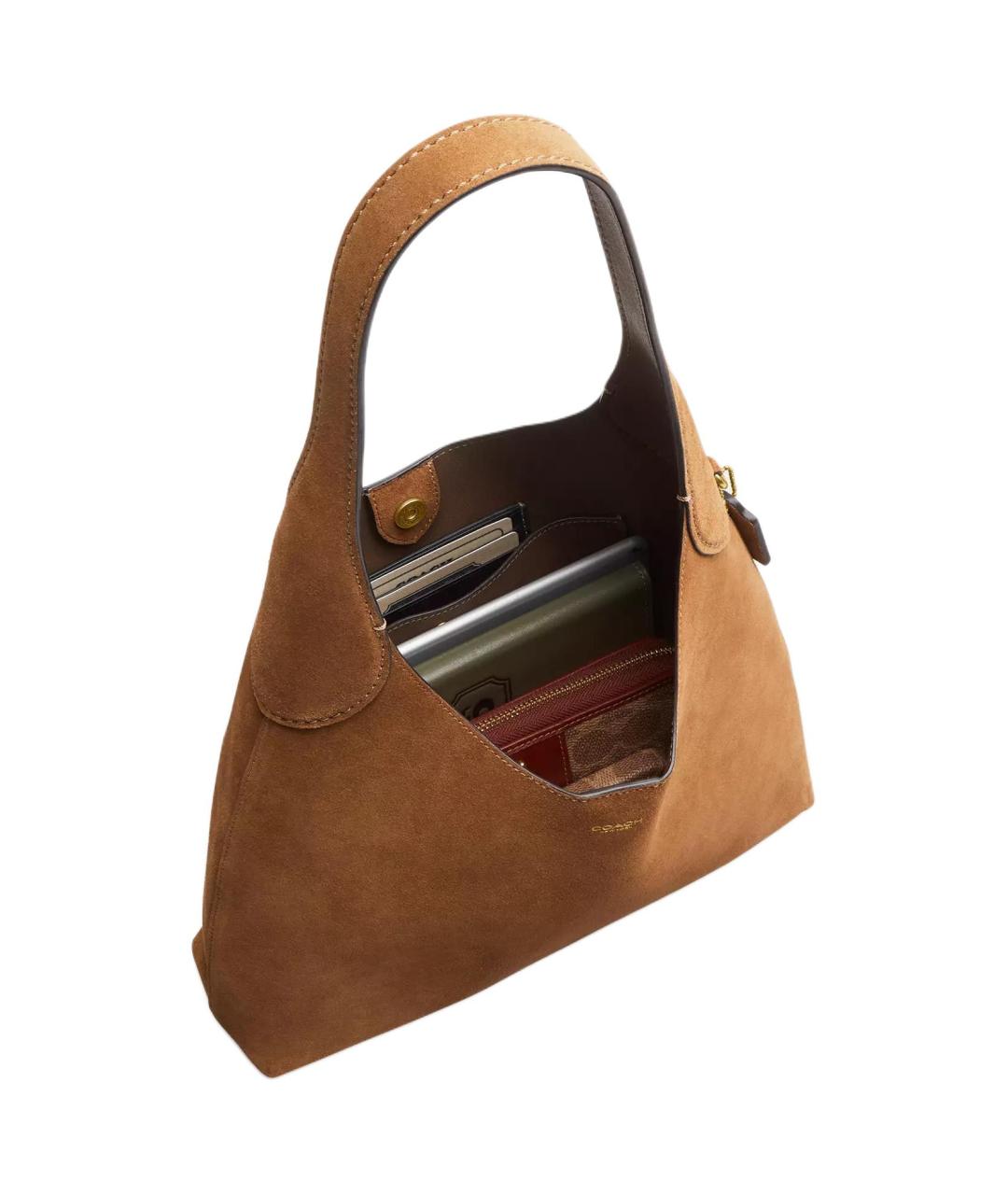 COACH Коричневая замшевая сумка через плечо, фото 5