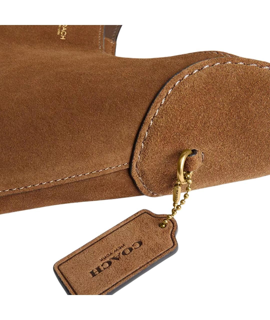 COACH Коричневая замшевая сумка через плечо, фото 6