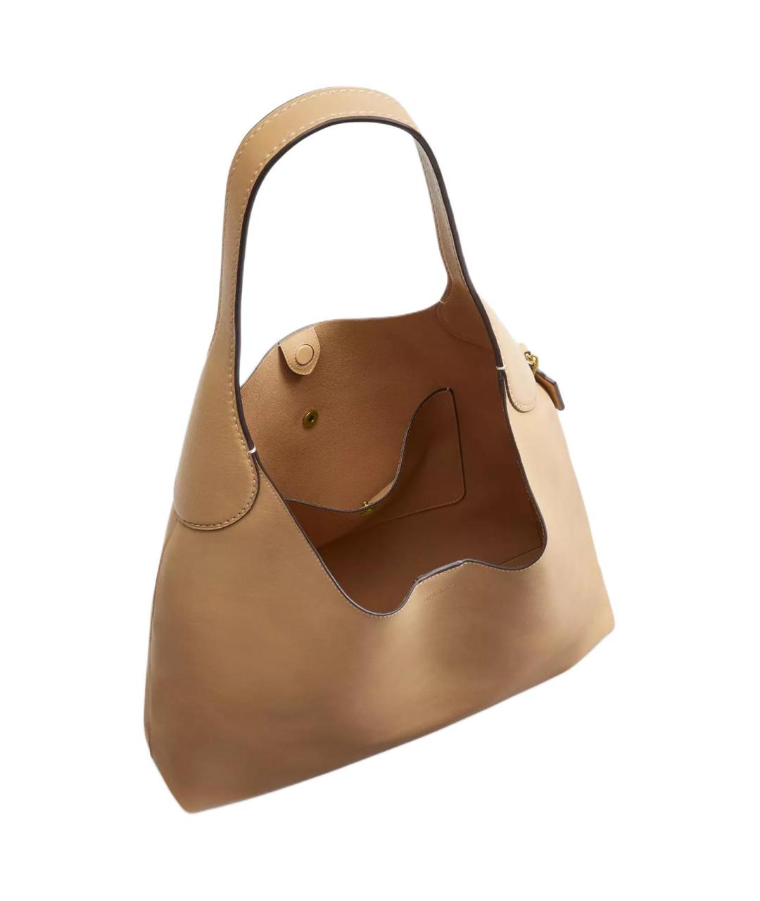 COACH Бежевая кожаная сумка через плечо, фото 4