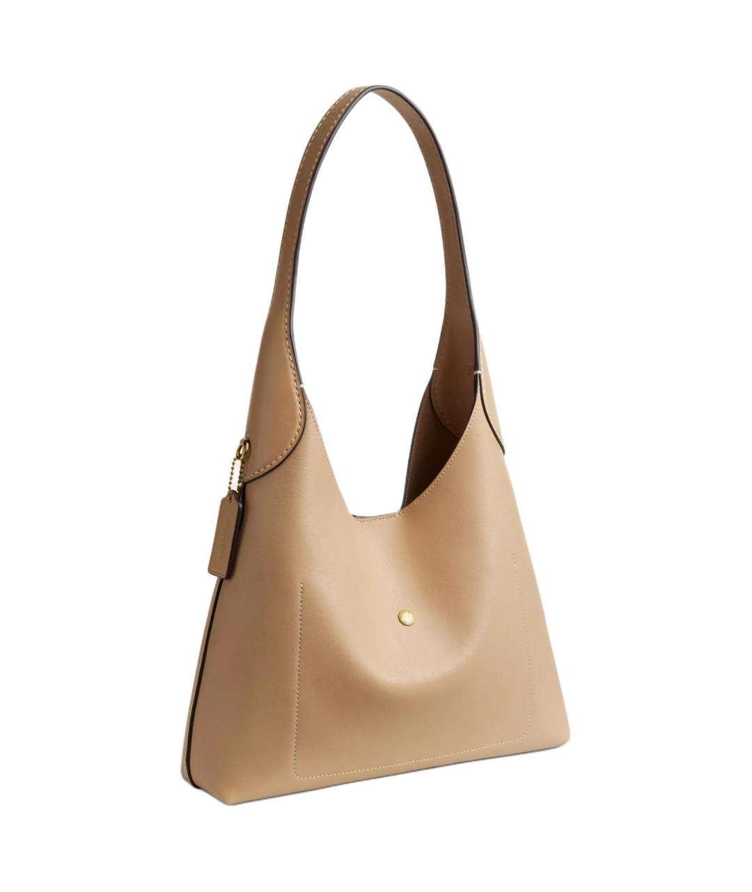 COACH Бежевая кожаная сумка через плечо, фото 2