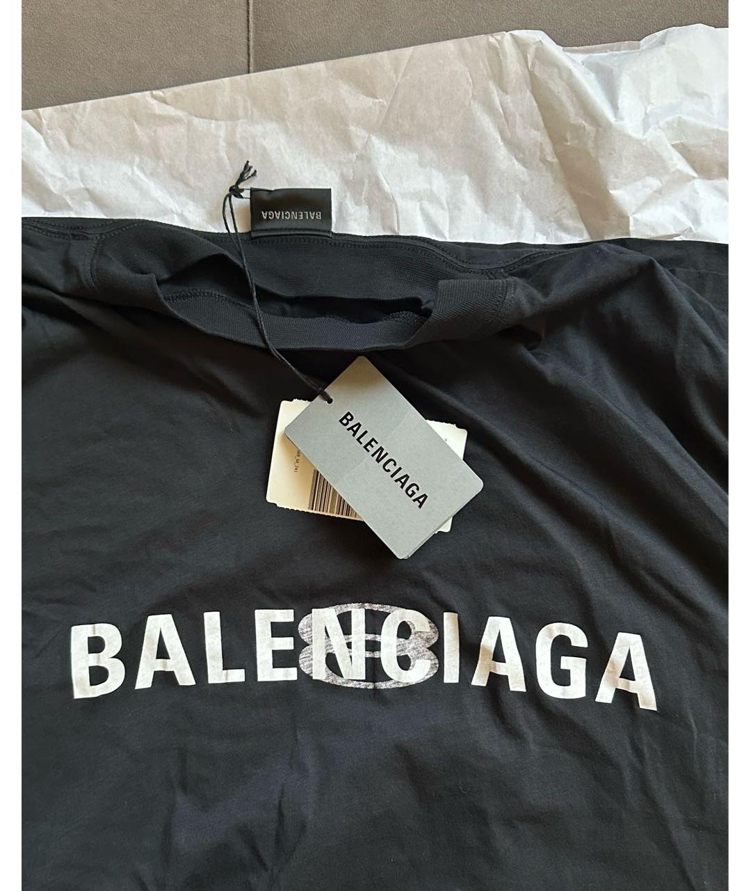 BALENCIAGA Черная хлопковая футболка, фото 3