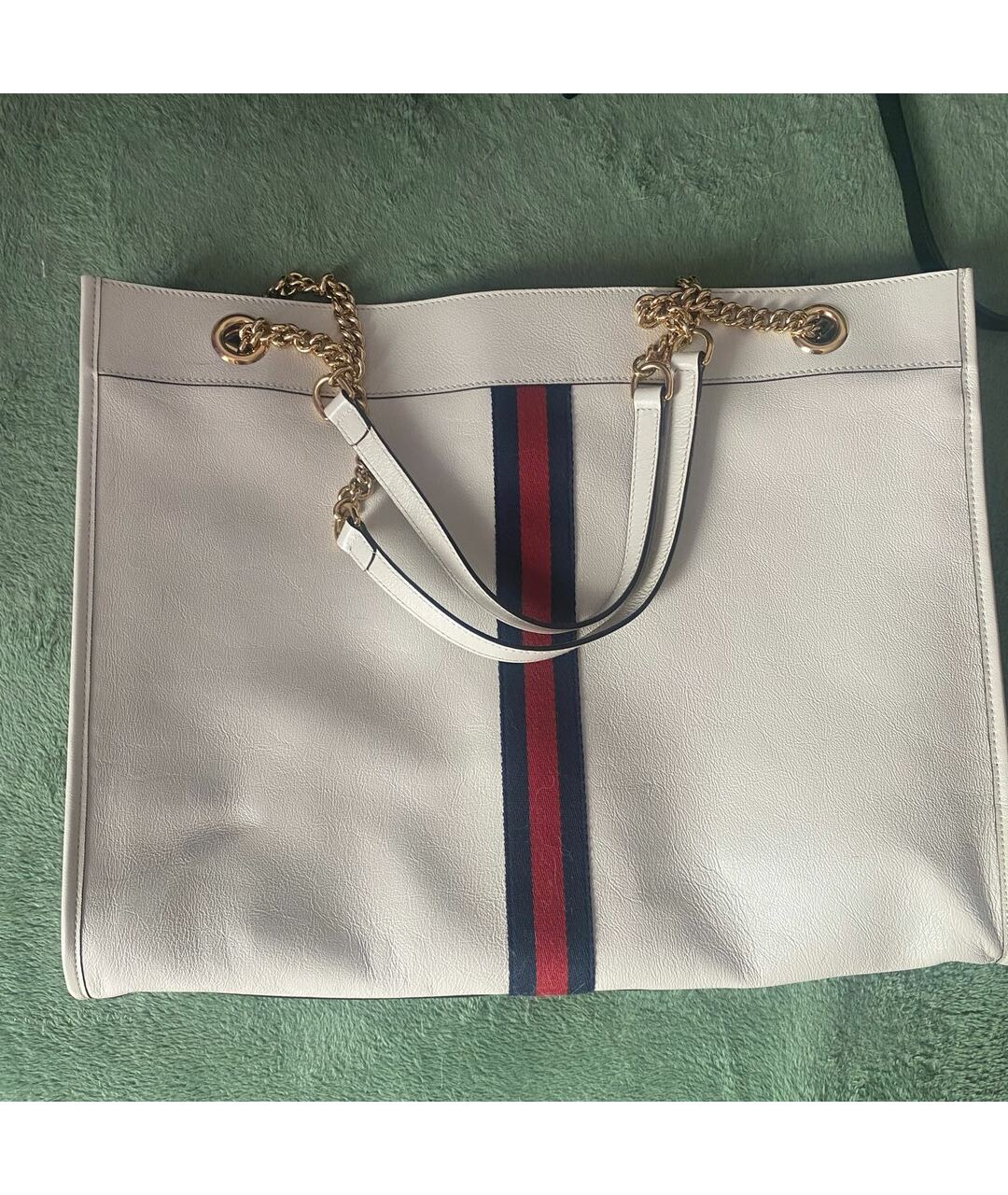 GUCCI Белая кожаная сумка тоут, фото 3