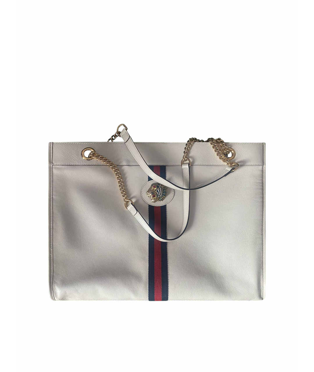 GUCCI Белая кожаная сумка тоут, фото 1