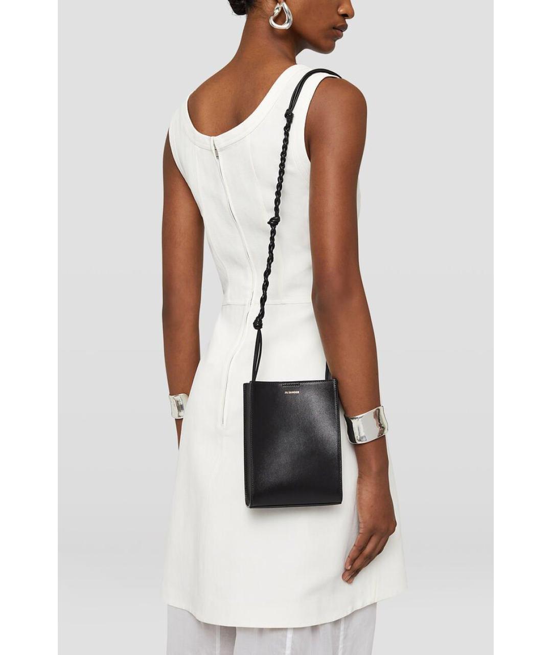 JIL SANDER Черная кожаная сумка через плечо, фото 3