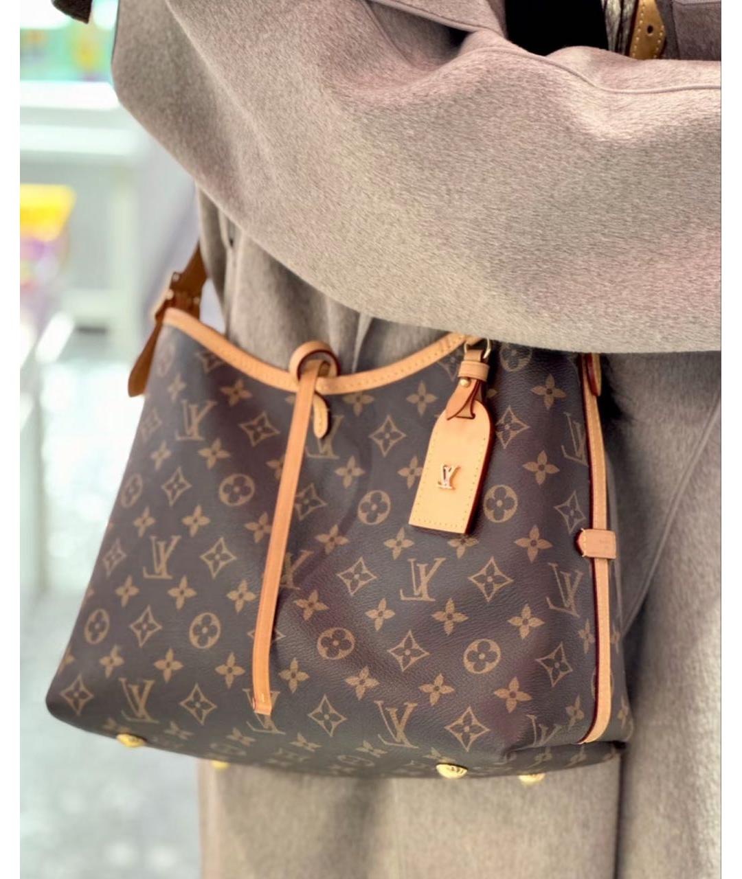 LOUIS VUITTON Коричневая кожаная сумка с короткими ручками, фото 6