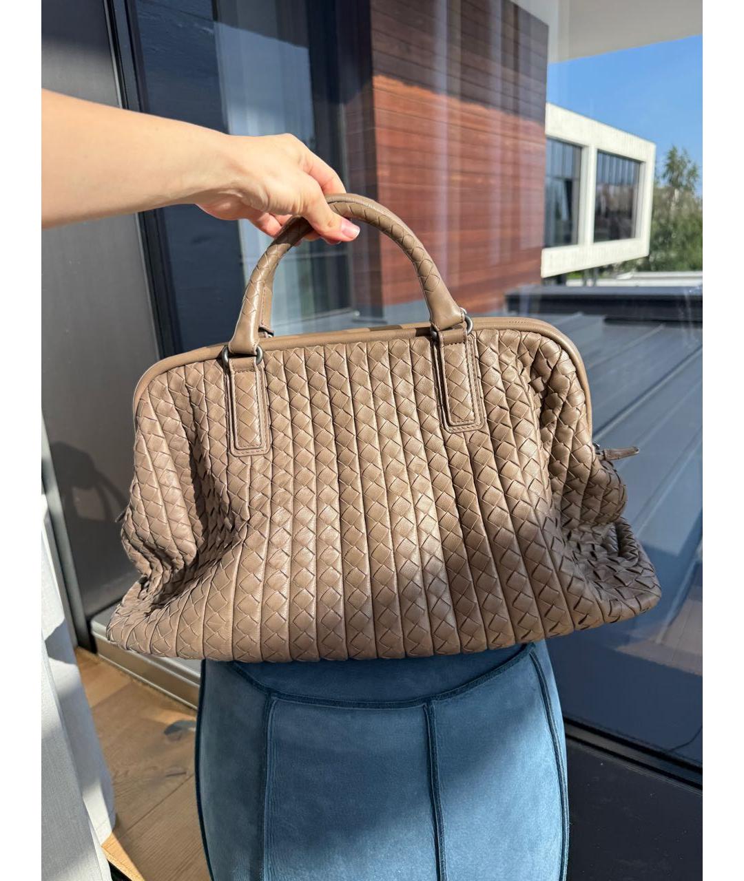 BOTTEGA VENETA Серая кожаная сумка тоут, фото 4