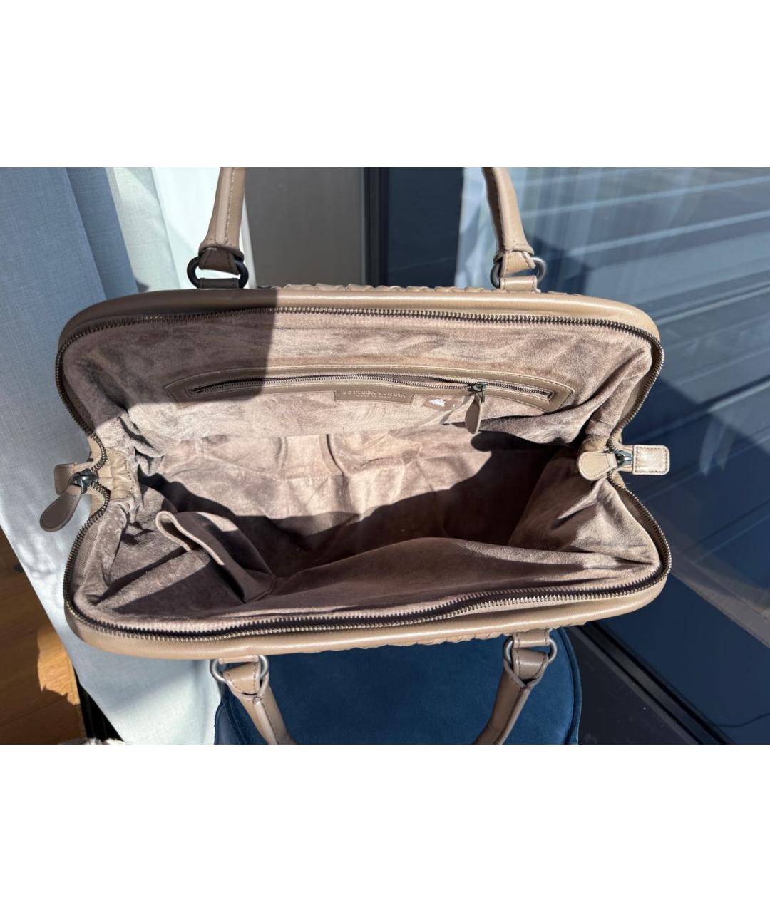BOTTEGA VENETA Серая кожаная сумка тоут, фото 3