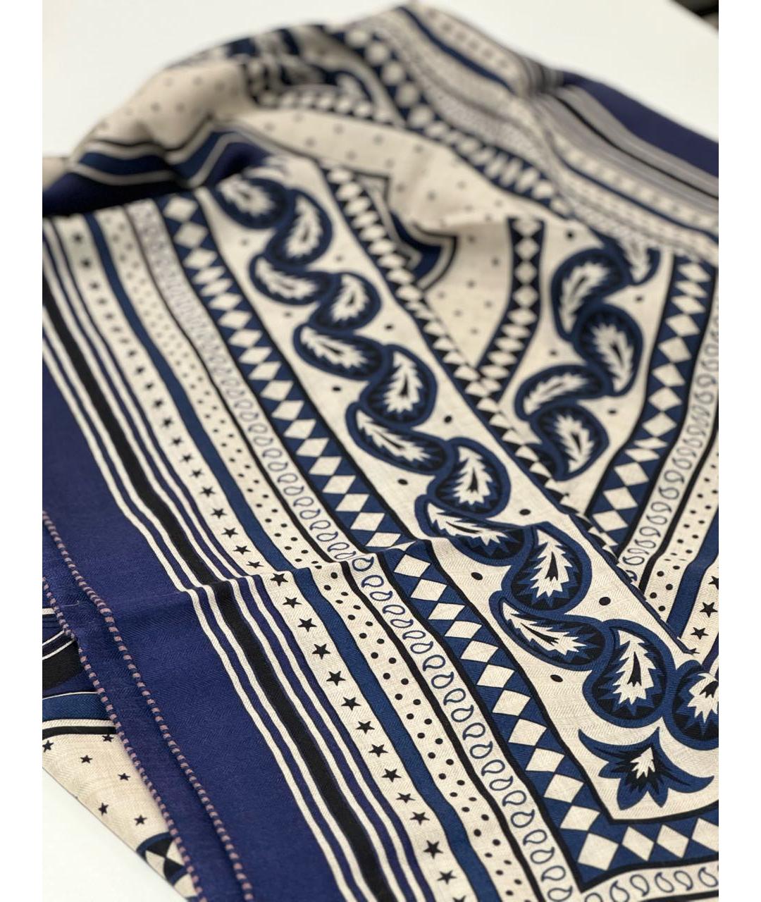 HERMES Темно-синий кашемировый платок, фото 4