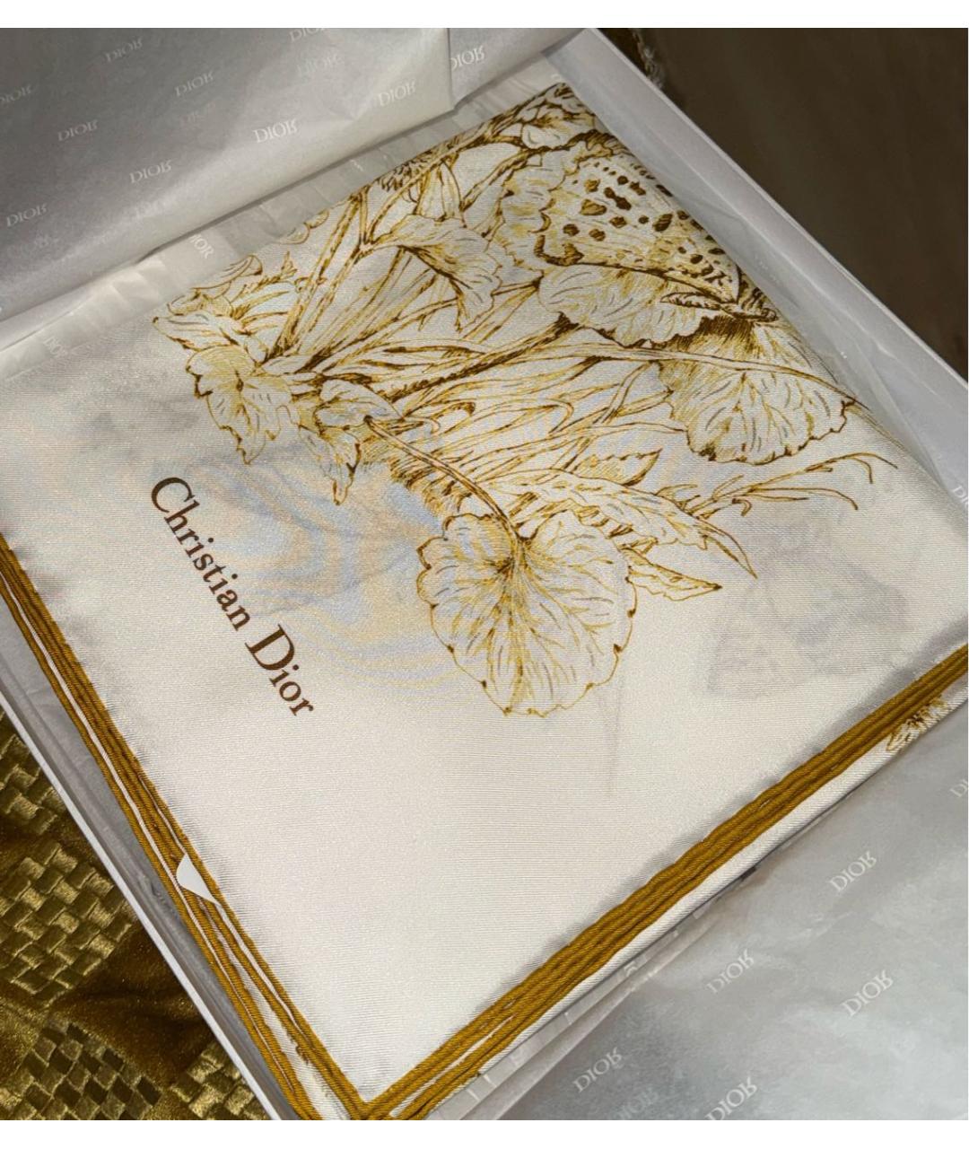 CHRISTIAN DIOR Белый шелковый платок, фото 6