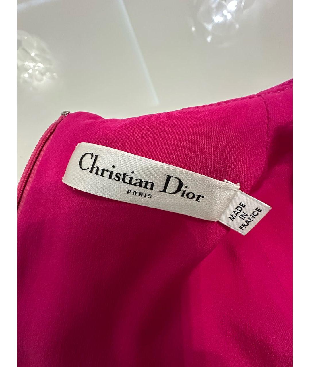 CHRISTIAN DIOR Фуксия шерстяное повседневное платье, фото 3