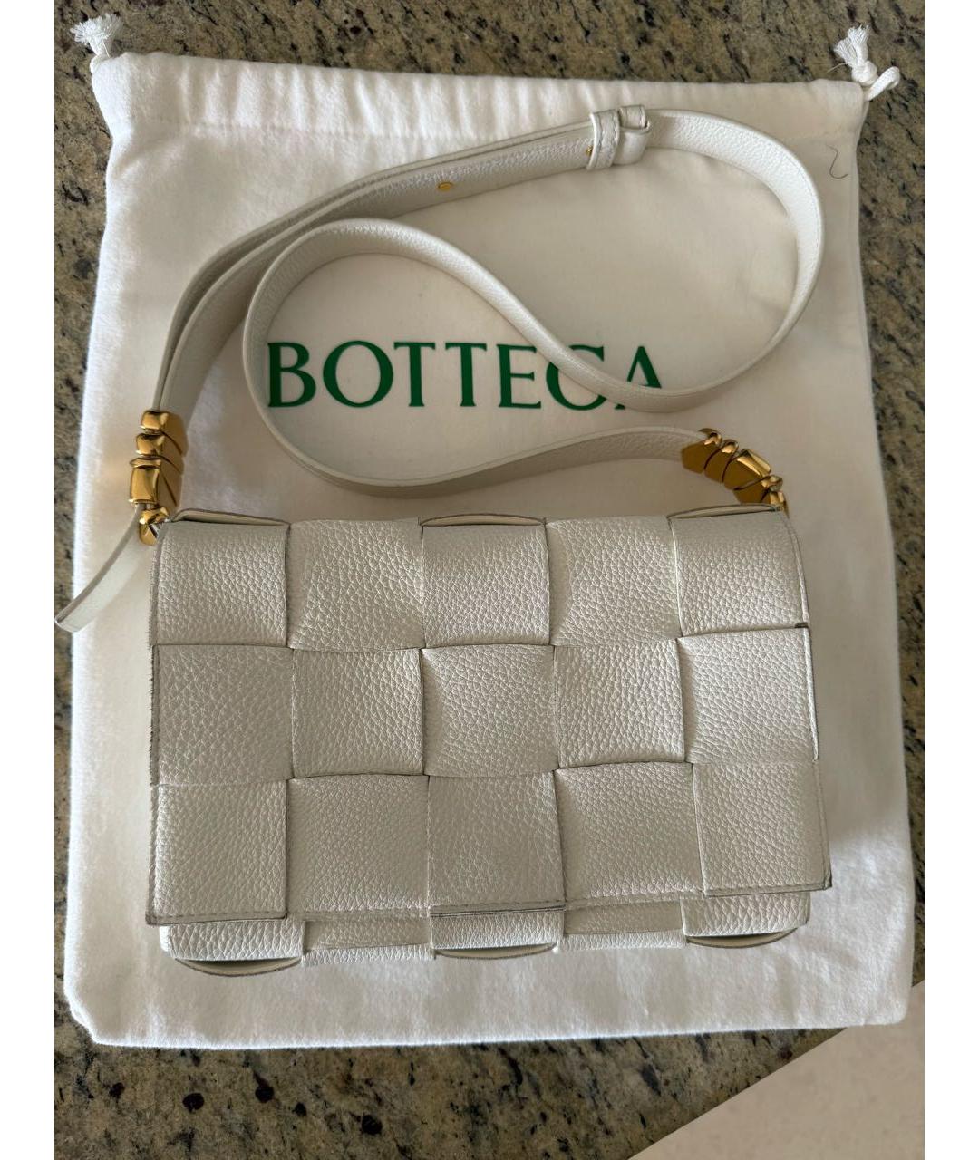 BOTTEGA VENETA Белая кожаная сумка через плечо, фото 9