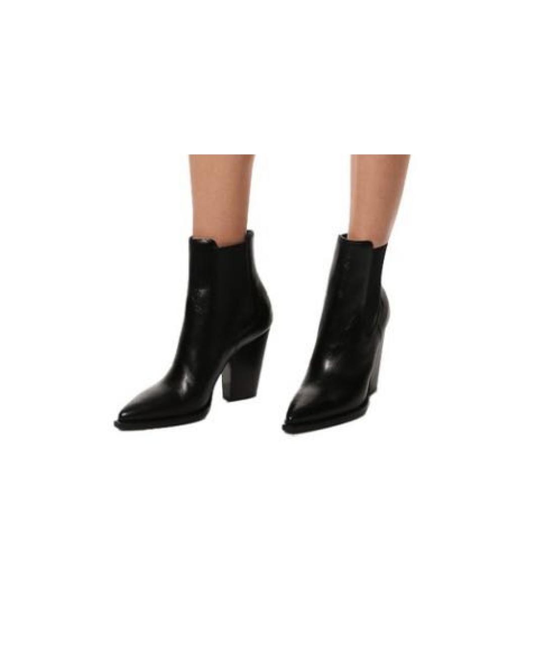 SAINT LAURENT Черные кожаные ботинки, фото 6