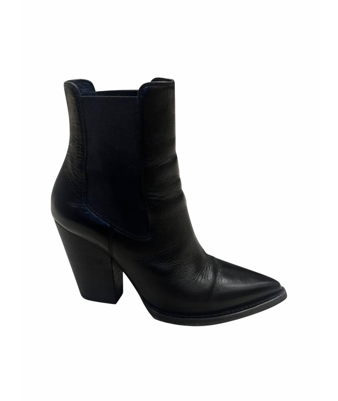 SAINT LAURENT Черные кожаные ботинки, фото 1