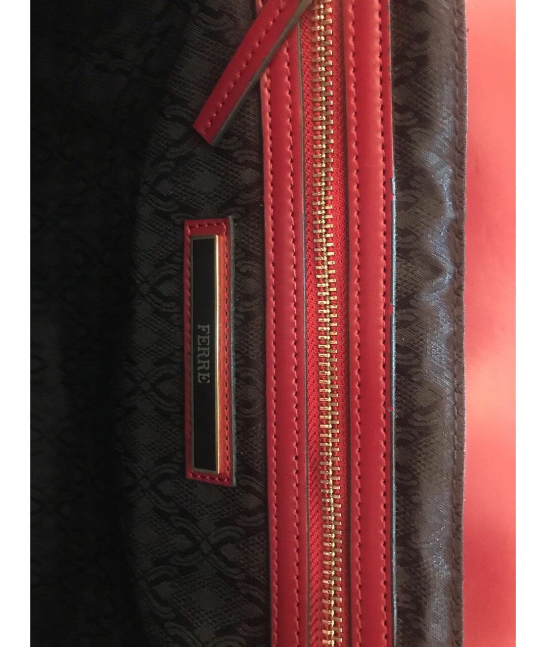 GIANFRANCO FERRE Красный тканевый портфель, фото 7