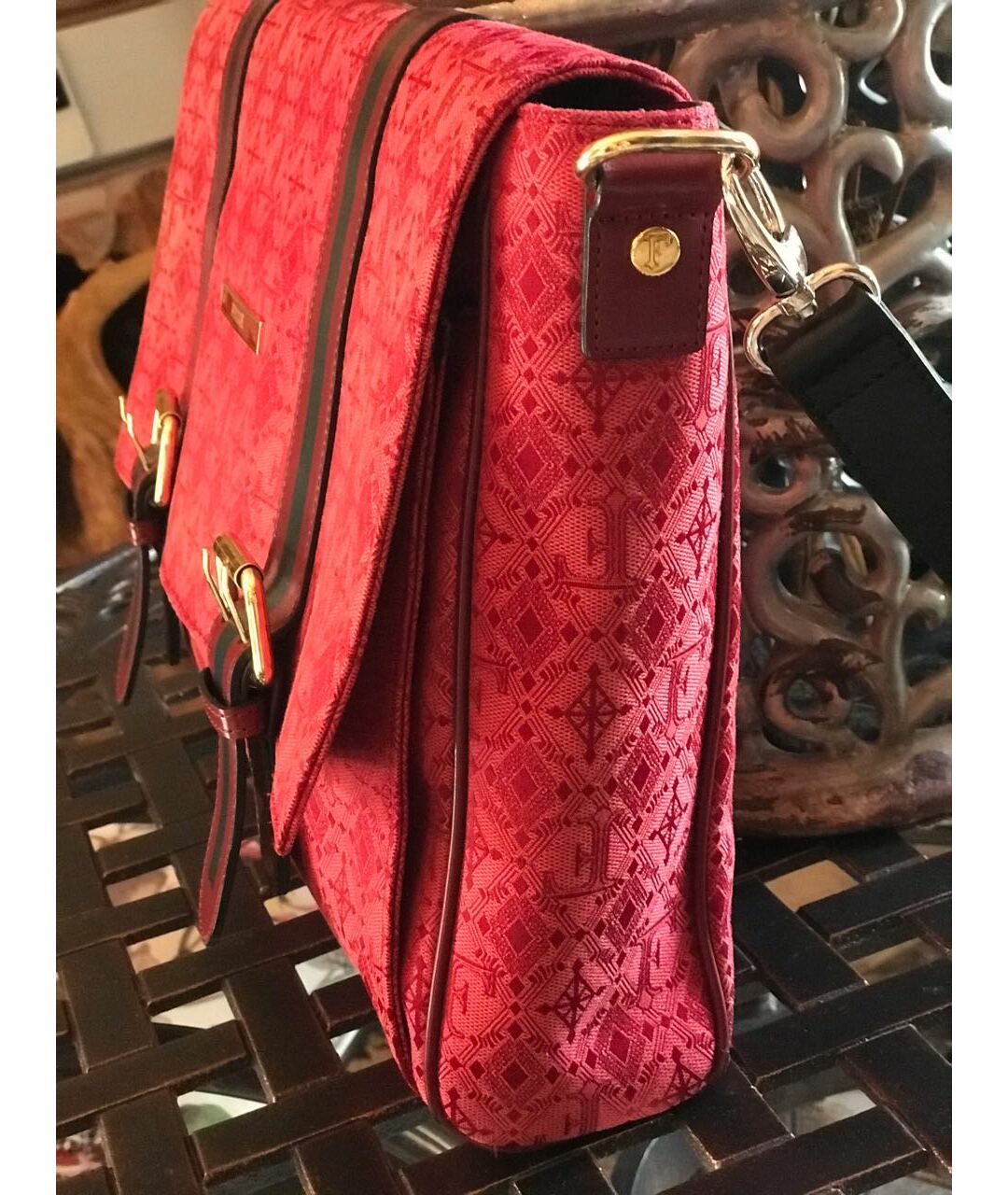 GIANFRANCO FERRE Красный тканевый портфель, фото 8