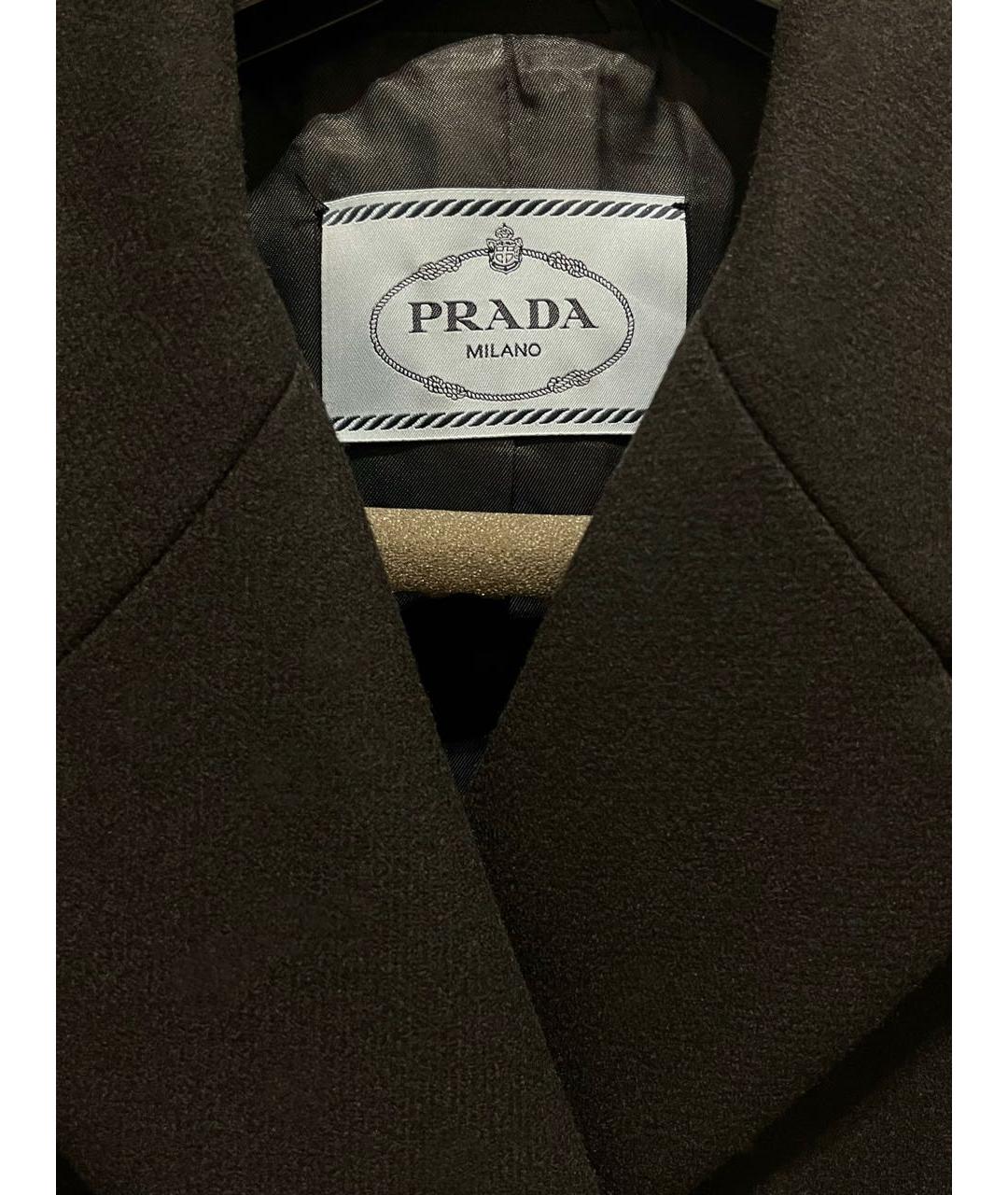 PRADA Черное шерстяное пальто, фото 4