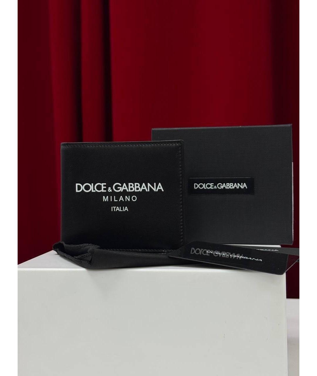 DOLCE&GABBANA Черный кожаный кошелек, фото 4