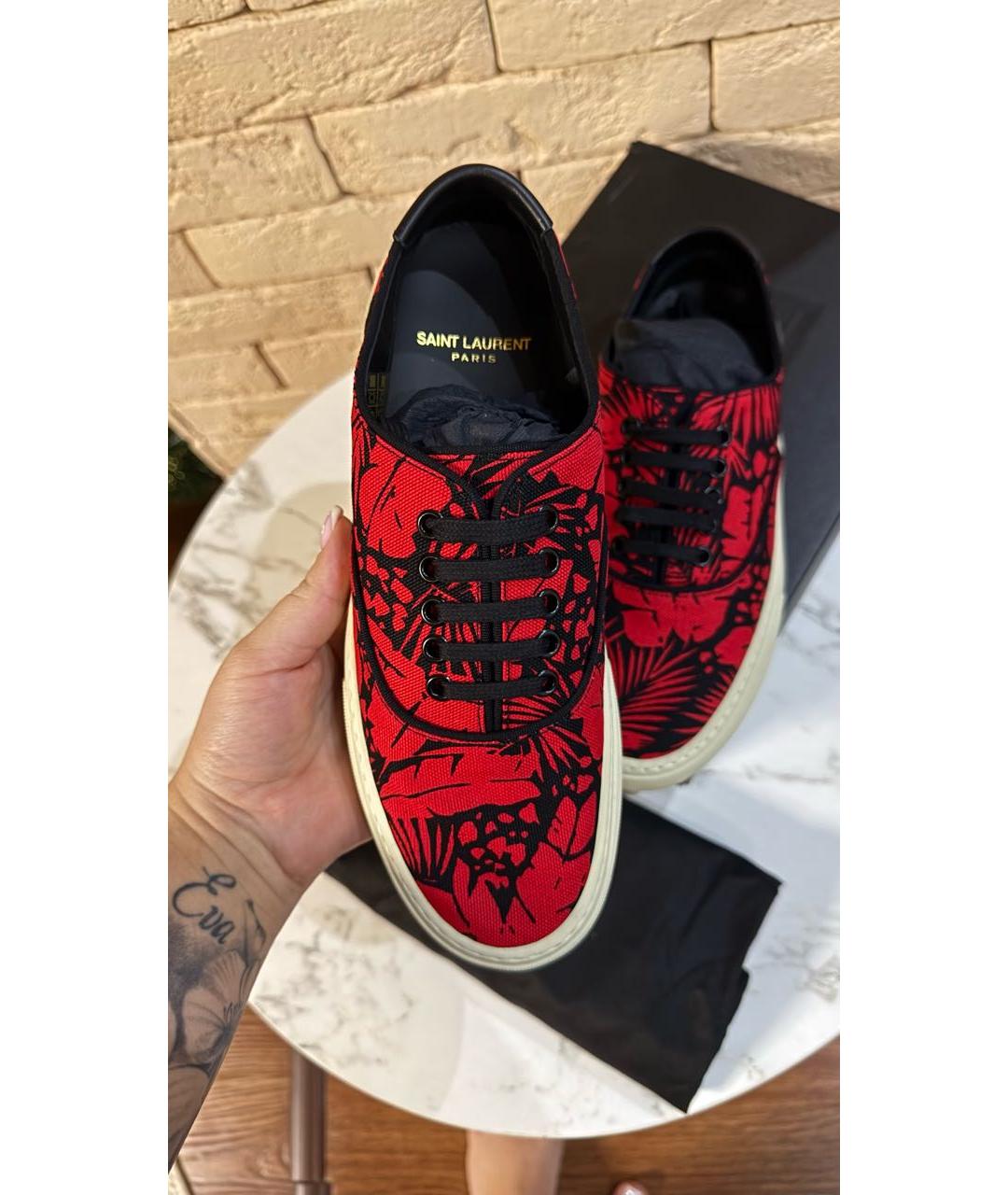 SAINT LAURENT Красные текстильные кеды, фото 3
