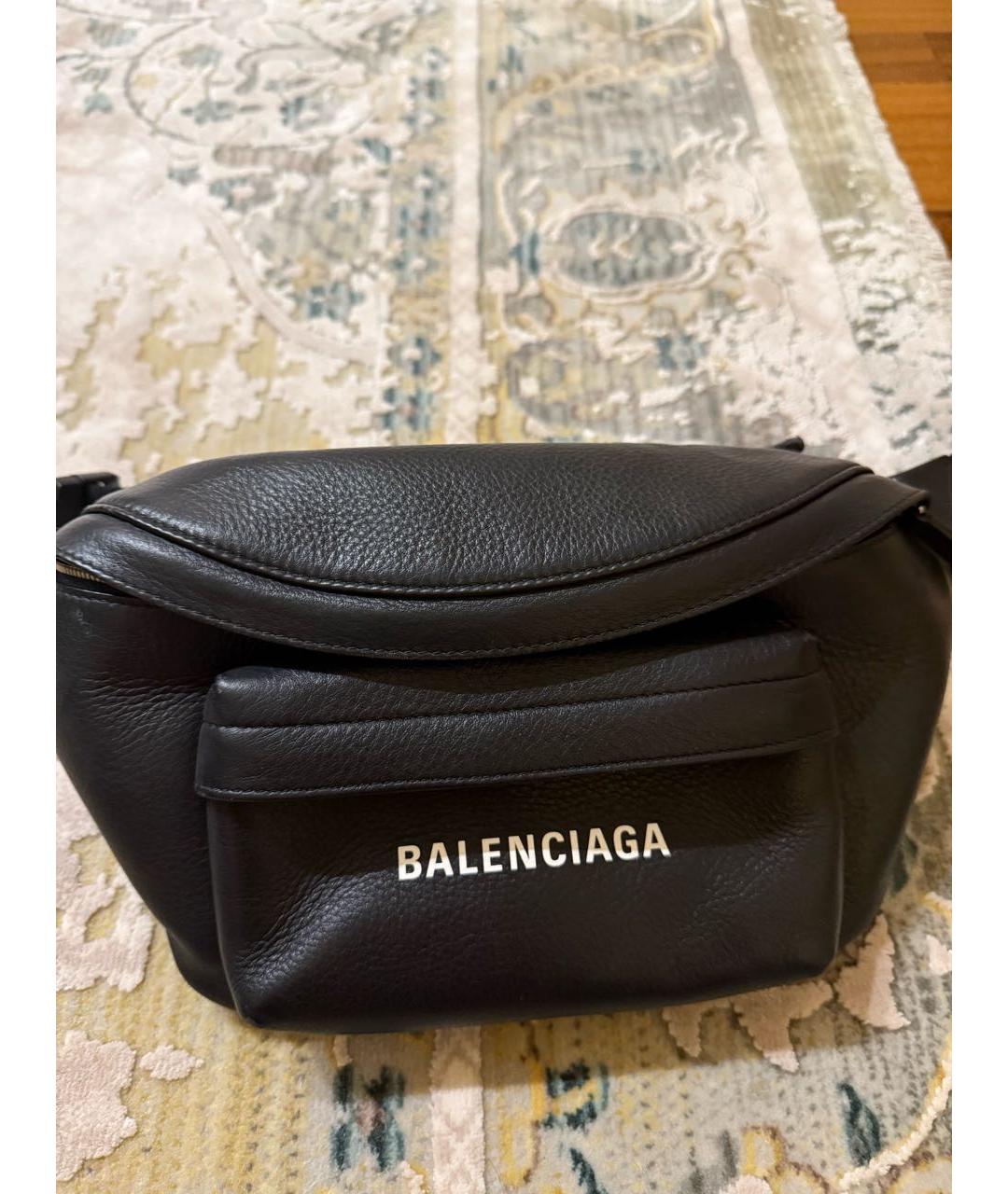 BALENCIAGA Черная кожаная поясная сумка, фото 2