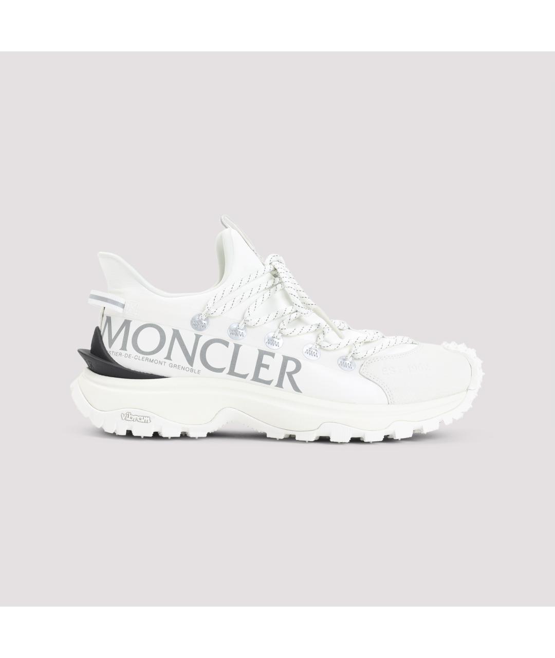 MONCLER Белые синтетические низкие кроссовки / кеды, фото 2