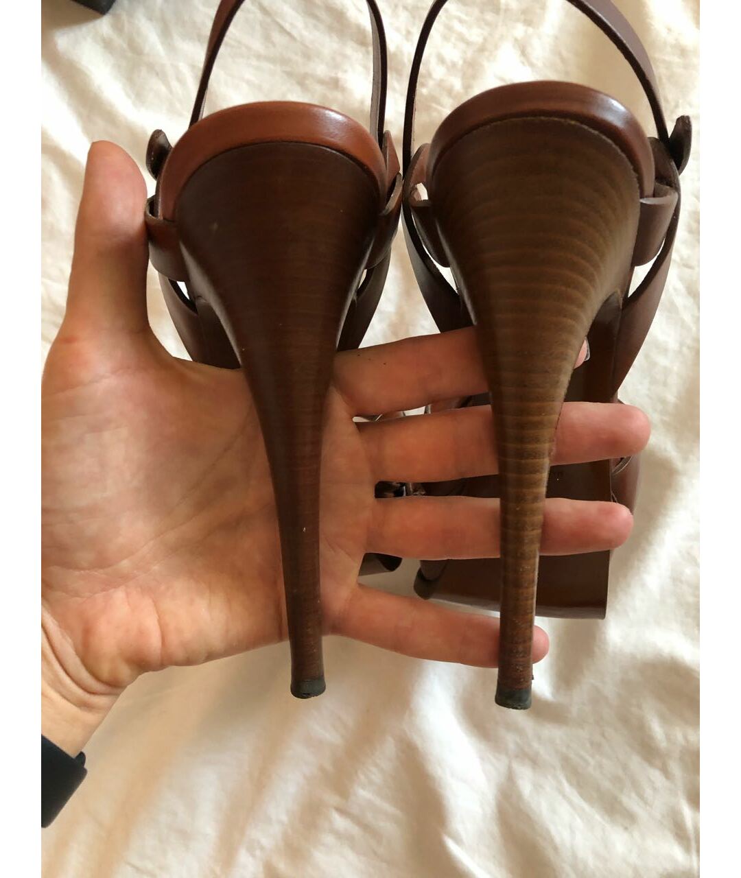 SAINT LAURENT Коричневые кожаные туфли, фото 3